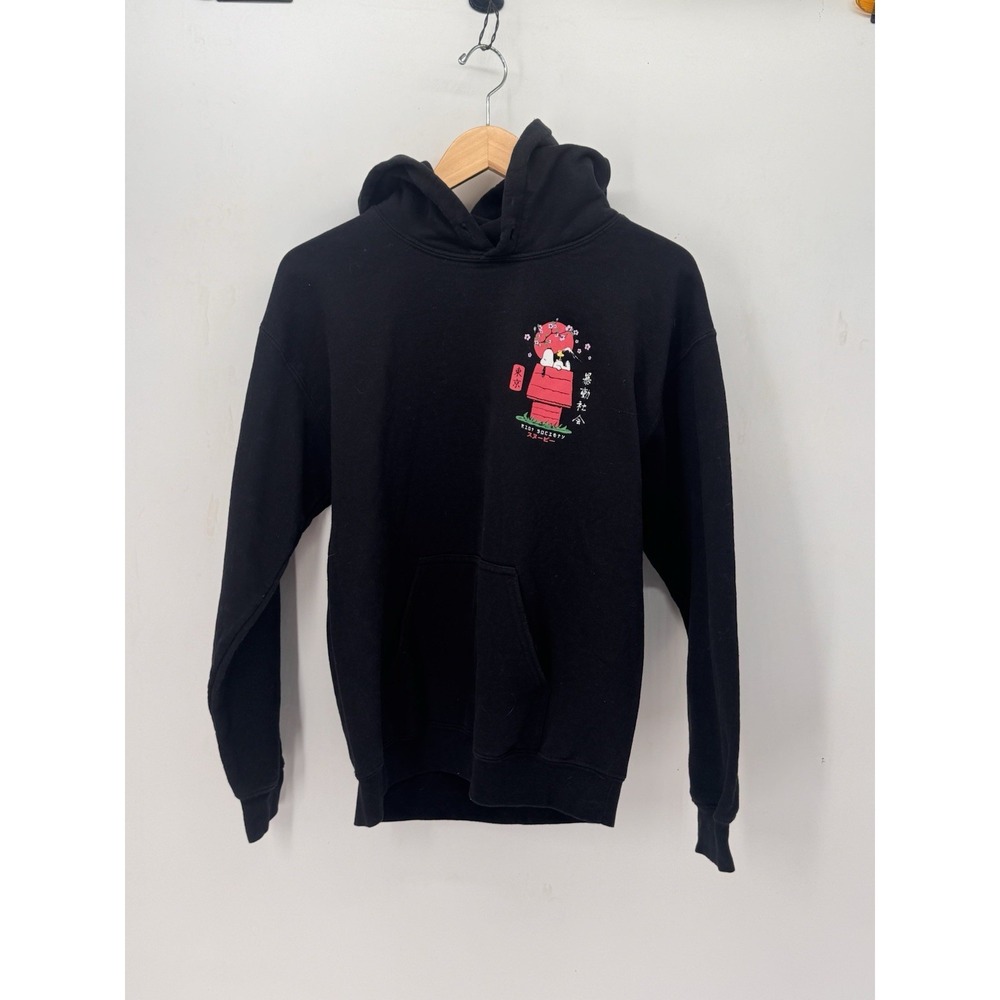 Riot Society Snoopy Hoodie Mens M Black Peanuts Japan Tokyo Graphic Sweatshirt